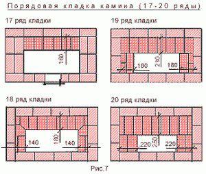 Кладка камина 17-20 ряд