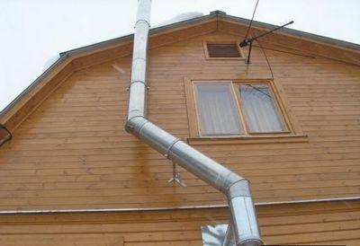 Расположение дымоходной трубы на внешней стене дома
