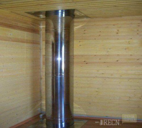 стык металлического дымохода с перекрытием