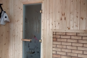 Стеклянная банная дверь 