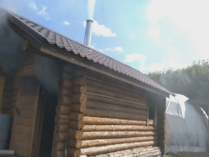 как со стороны выглядит растопка бани по черному