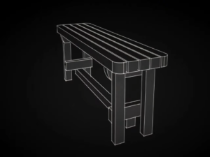 3D размер скамейки для бани 